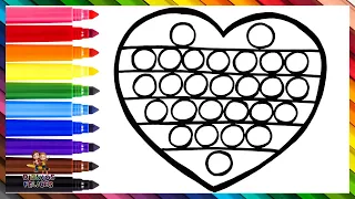 Dibuja y Colorea Un Arcoiris POP IT Corazón ❤️🌈 Dibujos Para Niños