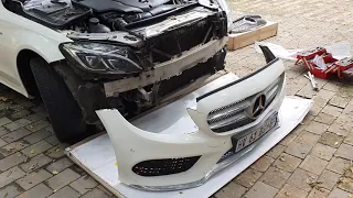 Mercedes W205 C class diamond grill installation and front bumper removal