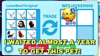 😱🥳EVENTUALLY! AFTER WAITING FOR ALMOST A YEAR, I GOT THIS PET IN ADOPT ME! MY DP!? #adoptmetrades