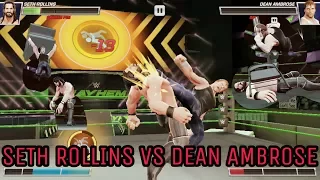 WWE Mayhem wrestling game dean ambrose vs seth rollins HD