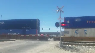 UP 8747 Intermodal Train Southbound, Tangerine Road Railroad Crossing, Marana, AZ