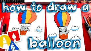 How To Draw A Kitten In A Hot Air Balloon 🐱🎈