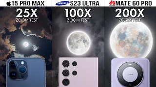 iPhone 15 Pro Max vs Huawei Mate 60 Pro vs Samsung Galaxy S23 Ultra Zoom Test