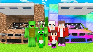 Mikey Family vs JJ Family DIRT vs RAINBOW Cars in Minecraft - JJ Mikey Maizen