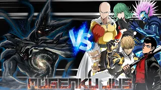 Monster / Cosmic Garou (New) vs Saitama, Genos, Bang, Tatsumaki, Boros, Metal Bat [OPM] MUGEN JUS