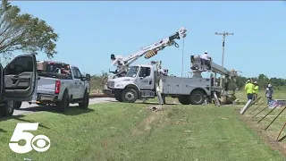 Local news coverage of tornado recovery efforts in Benton County
