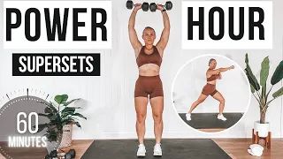 60 MIN STRENGTH AND HIIT WORKOUT |  Supersets | Dumbbells + Bodyweight