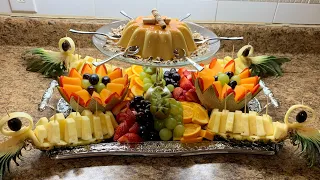 طريقة تزيين أسهل  طبق الفواكه للضيوف والمناسبات/Prestige fruit platter