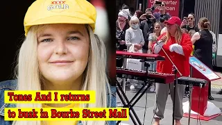 Tones And I returns to busk in Bourke Street Mall