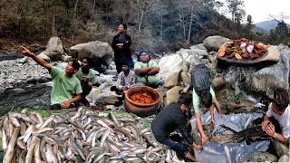 Natural Fishing in Mountain River Nepal & Picnic, Handi,Sekwa, Duwali Fishing Kerabari Khadam Khola