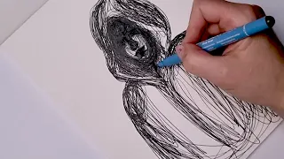 Line Art Drawing Process - Dark Figure that scares me in my sleep