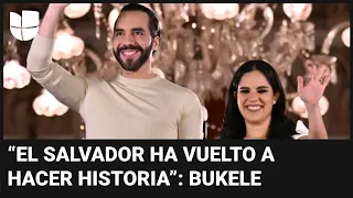 Nayib Bukele celebra con sus seguidores tras proclamarse ganador de las elecciones