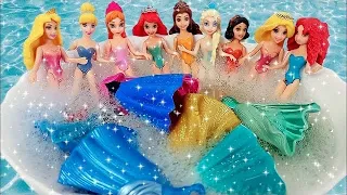 Satisfying Video I How to make Glossy Lolipops in to Rainbow Pool with Disney Princess Cutting ASMR1