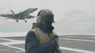 Sailors Launch and Recover MH-60 Helicopter from USS Gerald R. Ford