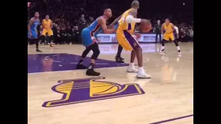 Kobe Bryant and 1 pump fake on russel westbrook (in crowd) courtside