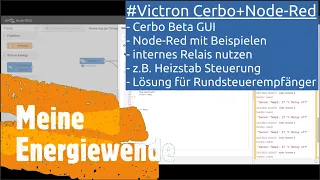 #Victron 1x1: #Cerbo - GUI,Heizstab,SOC mit  #Nodered