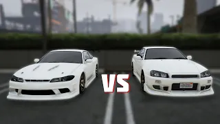 ЧТО В ИТОГЕ БЫСТРЕЕ? Silvia s15 ПРОТИВ Skyline GT-R R34! GTA 5 RP