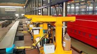 Automatic double girder crane main beam internal joint robot welding station