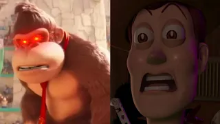 Donkey Kong punches Woody (Ok, now you die meme)