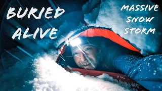 Winter Camping in Snow Storm - BURIED ALIVE in Heavy Snowfall, Extreme Weather Solo Tent Backpacking