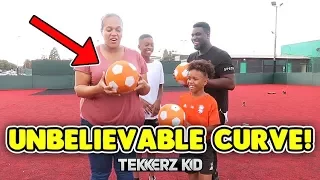 Insane SWERVE & CURVE Freekicks Challenge | Tekkerz Kid & Romello vs Mum & Dad