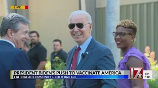President Biden visits vaccine-hesitant area of Raleigh
