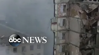 Drone footage shows destruction in town outside Kyiv