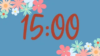 15 Minute Cute Spring Flower Classroom Timer (No Music, Fun Synth Alarm at End)