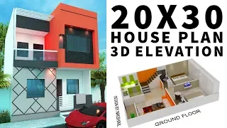 20X30 House plan with 3d elevation by nikshail