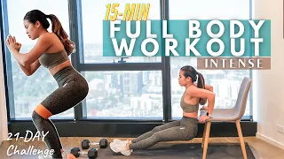 15 Min Intense Fat Burning Full Body Workout | No Jumping, No Repeat