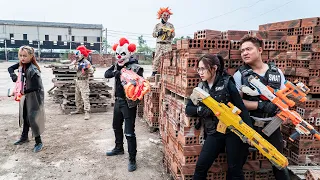 LTT Films : 1st Fighter Squad Silver Flash Nerf Guns Fight Crime Group Rocket Mask Brick Factory