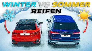 Darum versagt Allradantrieb auf Schnee! Audi A1 vs. Audi SQ7 | DRAG RACE