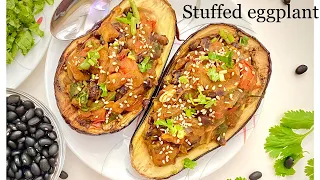 Stuffed brinjal recipe : eggplant recipe | quick baigan sabji  [Vegan 2021]