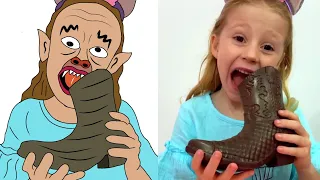 Nastya and Dad - a story for kids about harmful sweets and candies Funny Drawing Meme