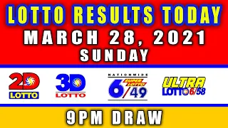 PCSO Lotto Results Today | March 28, 2021 | 9pm Draw