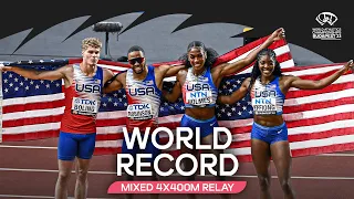 🇺🇸's mixed 4x400m relay team smashes world record 🔥 | World Athletics Championships Budapest 23