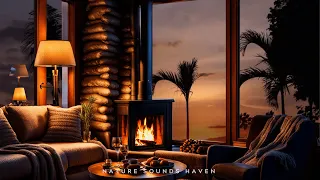 Relaxing Fireplace Ambience and Ocean View For Relaxation, Sleep, Insomnia