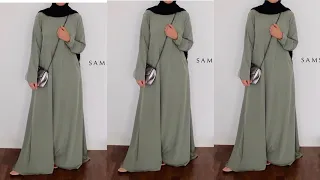 DIY!! Easiest Abaya maxi dress with side pockets cutting and stitching