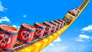 Testing Trains vs 10,000 Tons of T.N.T in Slingshot Train