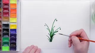 Как легко нарисовать подснежники. How to paint snowdrops easily.