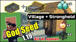 🔥 God Seed 1.19 Pocket edition & bedrock Village + Stronghold All at Spawn