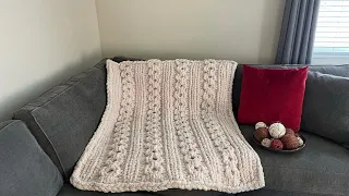 HAND KNIT A CHUNKY BLANKET-HONEY COMB RIBBED