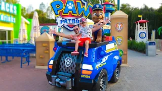 Deni and papa pretend play in Paw Patrol Adventure Bay