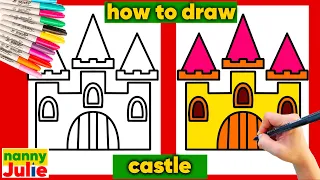 How to draw a CASTLE for princess step by step | Nanny Julie