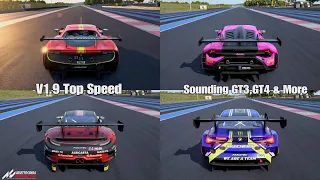 Assetto Corsa Competizione | All Car GT3,GT4 & More - Top Speed, Sound V1.9 (296 GT3, 992 GT3)