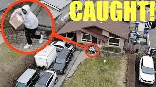 drone catches package thief in the act! (confronting my package thief) (omfg)