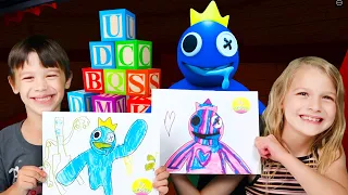 3 Marker Challenge with Blue Rainbow Friends in Real Life!