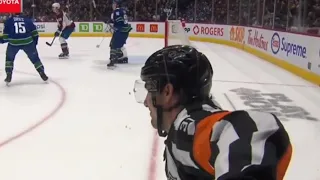 Puck Hits Referee, Vancouver Canucks Score, Andrew Cogliano Unsportsmanlike Conduct Penalty