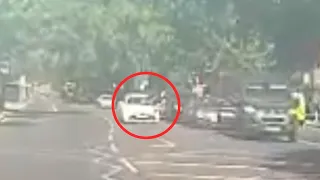 Lucky Escape: Pedestrian goes flying walking into car on Stamford Hill
