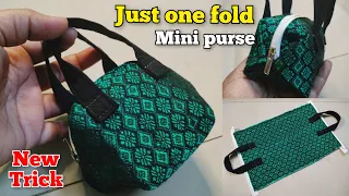 Just one fold Cutest pouch making at home| Coin pouch cutting and stitching/ purse/ mini handbag